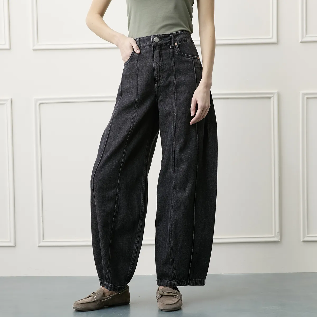 BASEMENT - Jeans Baggy Tiro Medio Mujer Basement