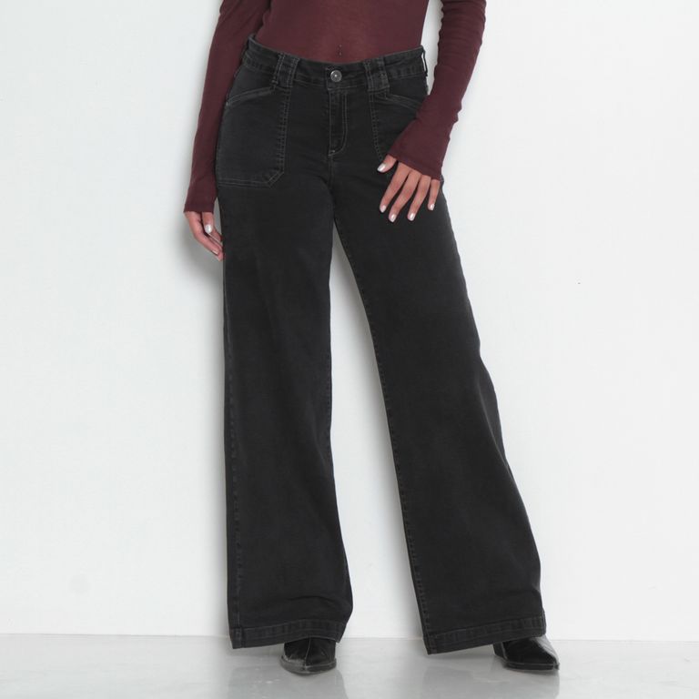 Jeans Wide Leg Tiro Medio Mujer