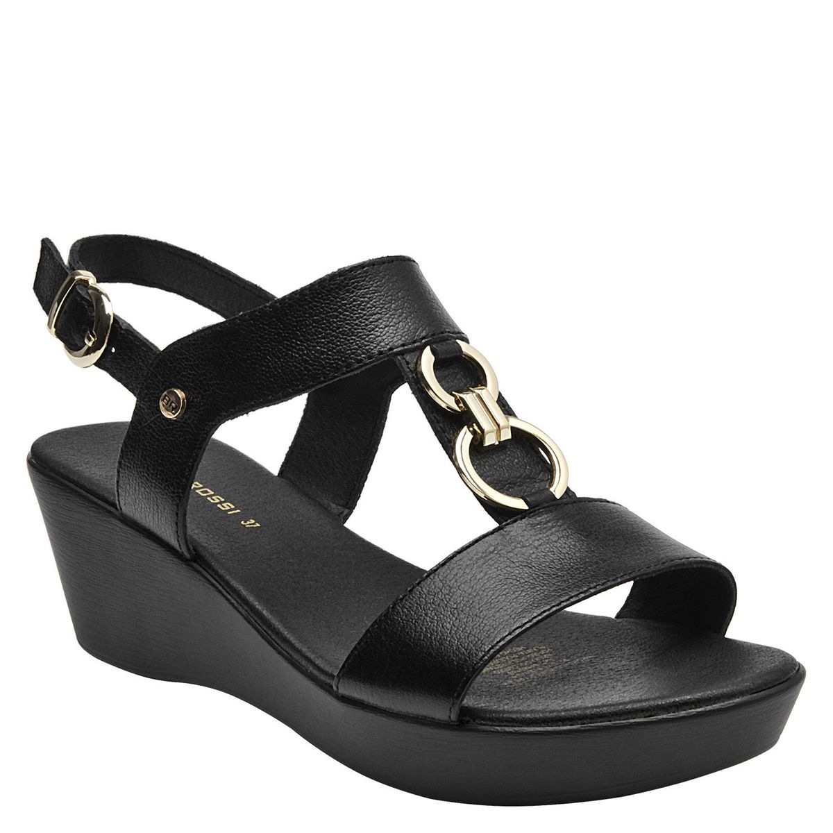 BRUNO ROSSI - Sandalia Mujer Cuero Negro Bruno Rossi