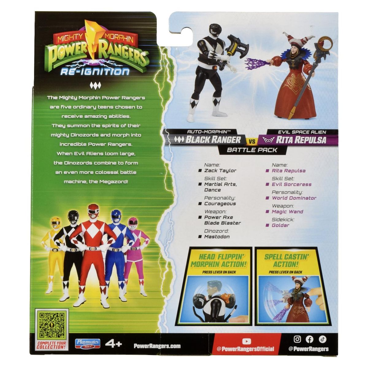 POWER RANGERS - Power Ranger Negro Vs Rita Repulsa 3 Unidades