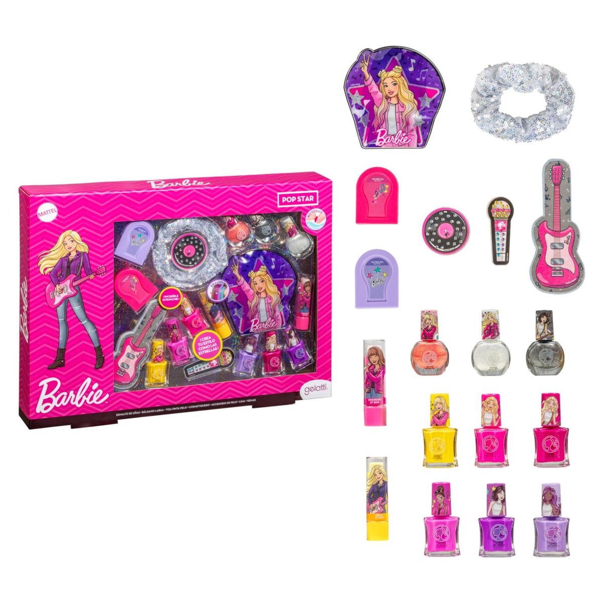 GELATTI - 9 Esmaltes + Pinta Pelo + Scrunchie + Lima Barbie Gelatti