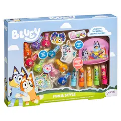 GELATTI - 9 Esmaltes+Lip Balm+Cosmetiquero+Gemas+Stickers Bluey
