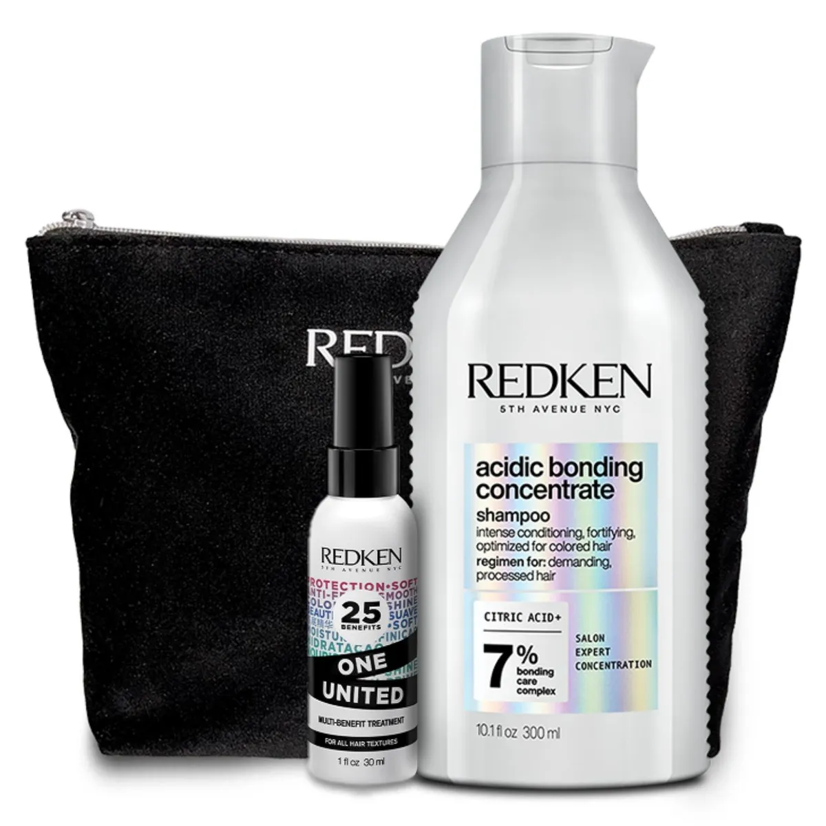 REDKEN - Set Reparación Total Cabello Dañado Shampoo Acidic Bonding Concentrate 300ml + One United 30ml Redken