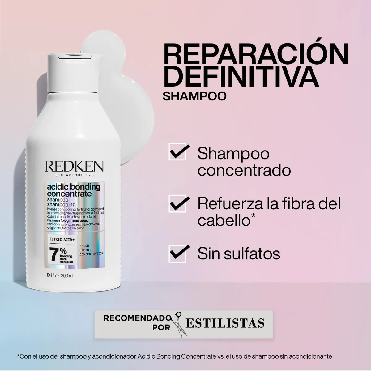 REDKEN - Set Reparación Total Cabello Dañado Shampoo Acidic Bonding Concentrate 300ml + One United 30ml Redken