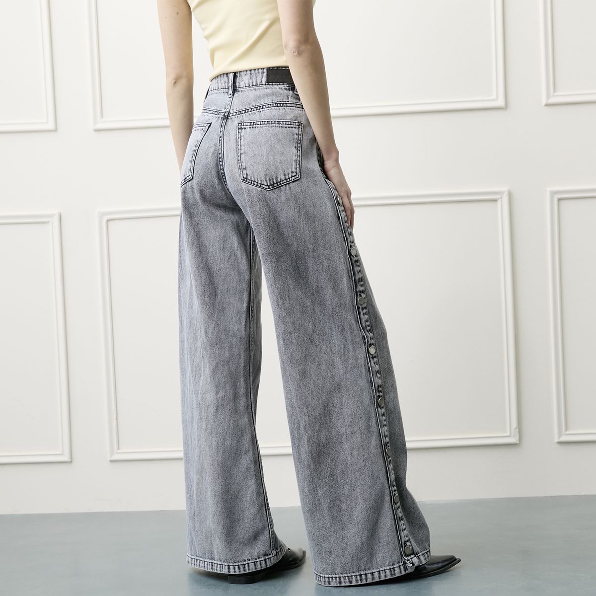 BASEMENT - Jeans Wide Leg Tiro Medio Mujer Basement