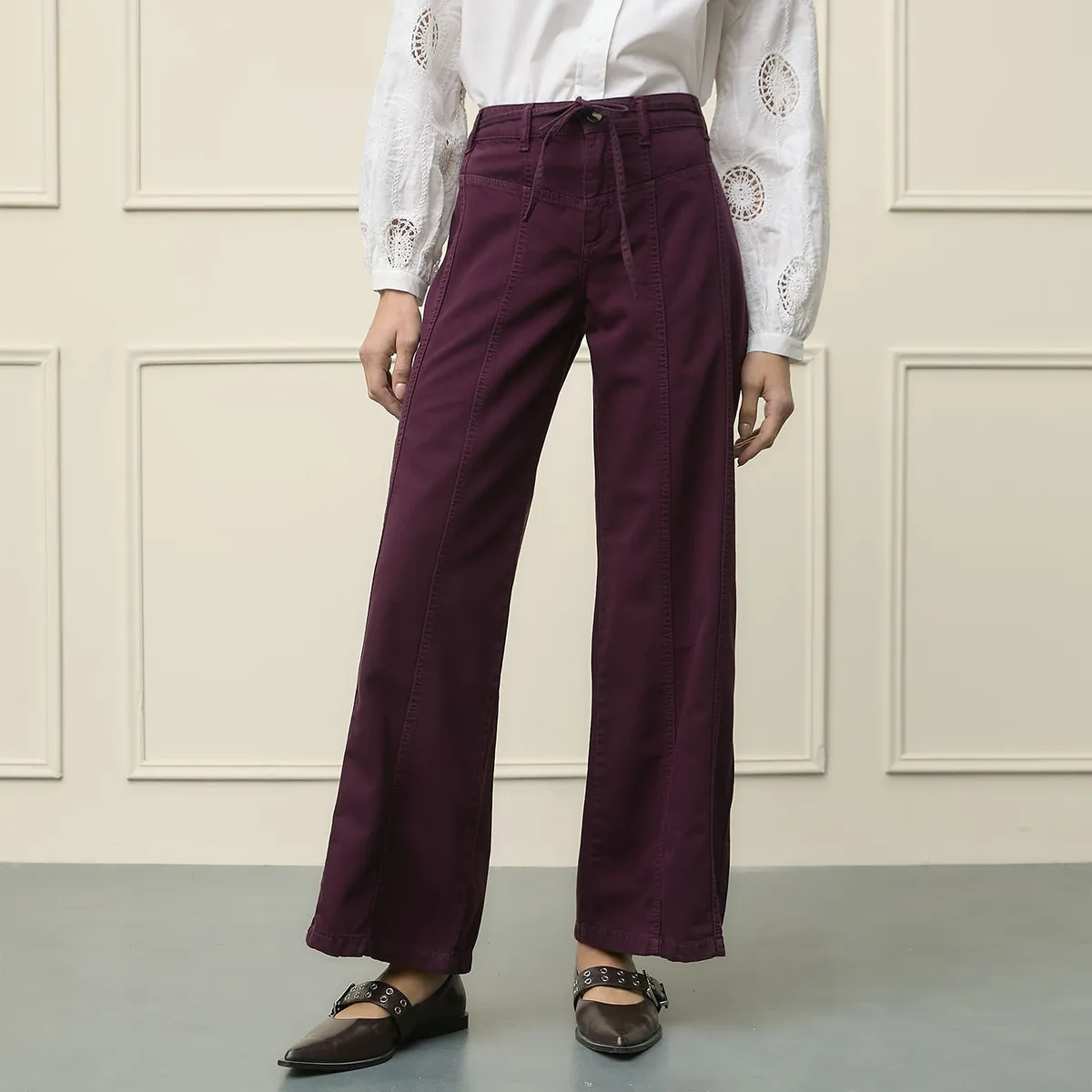 BASEMENT - Jeans Wide Leg Tiro Medio Mujer Basement
