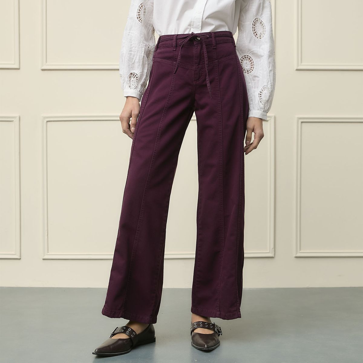 BASEMENT - Jeans Wide Leg Tiro Medio Mujer Basement