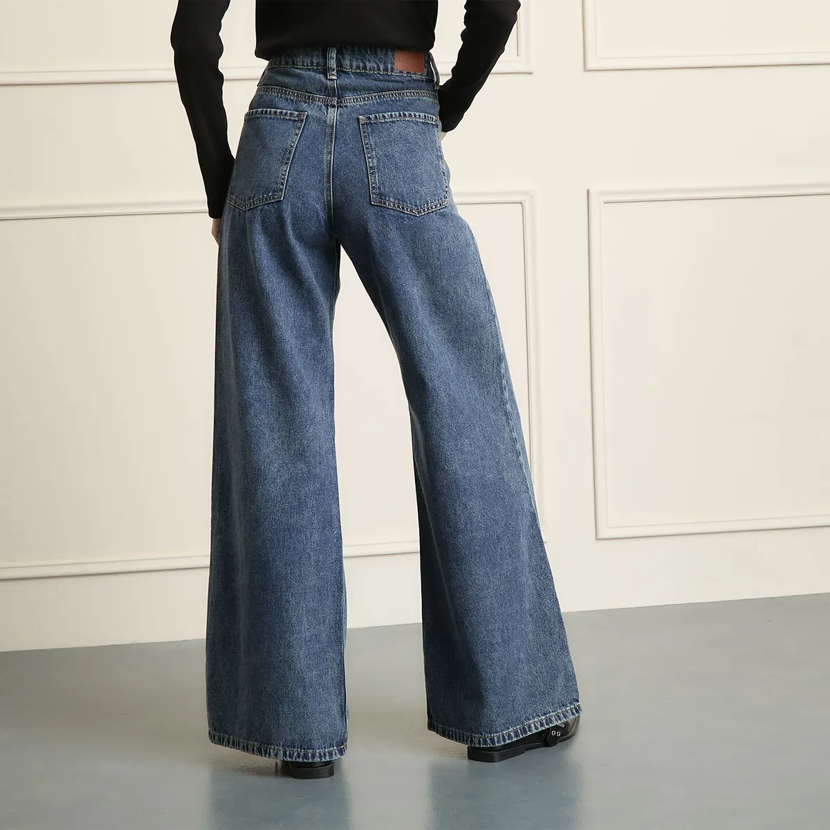 BASEMENT - Jeans Wide Leg Tiro Medio Mujer Basement