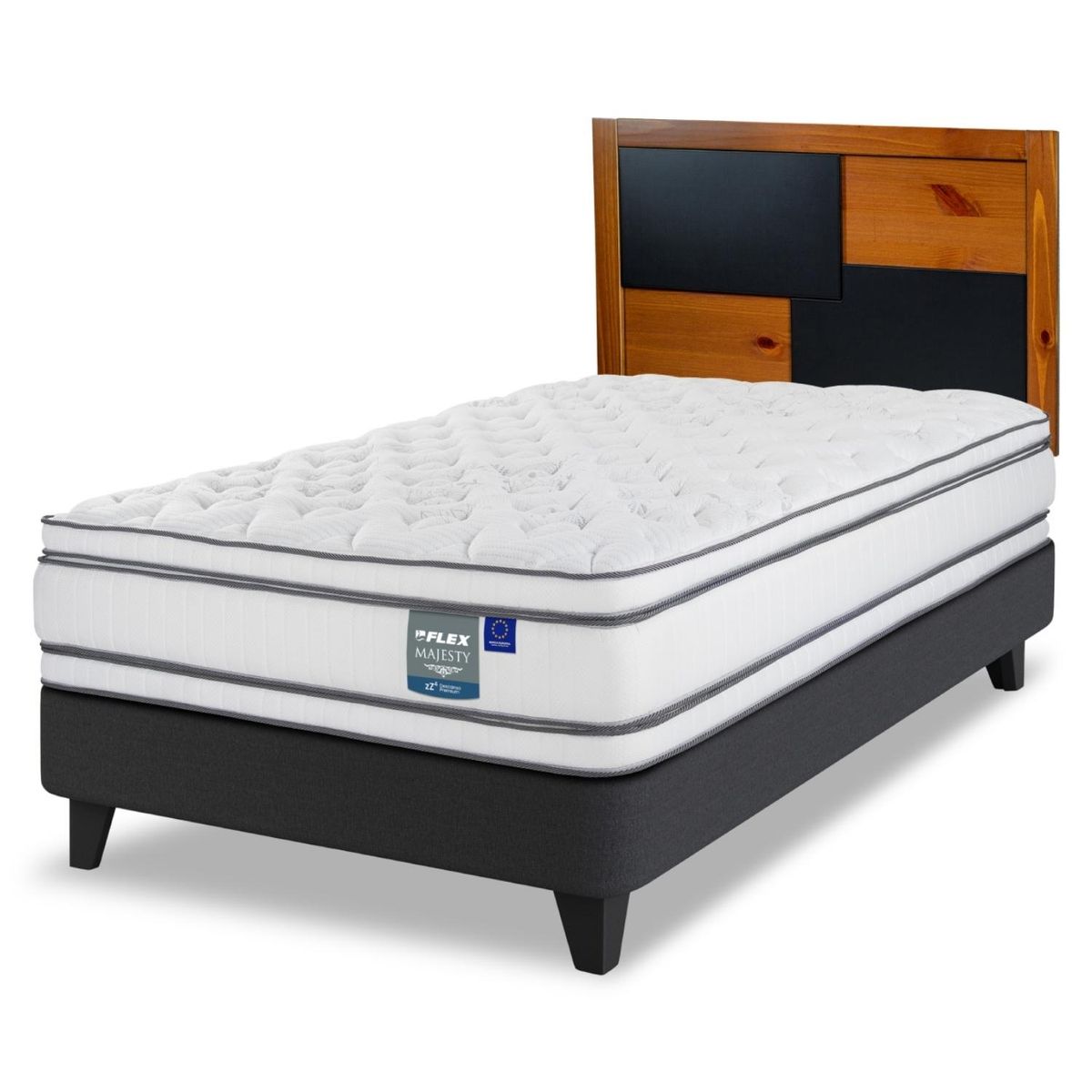 FLEX - Cama Europea Majesty 1,5 Plazas Respaldo Colonia Flex