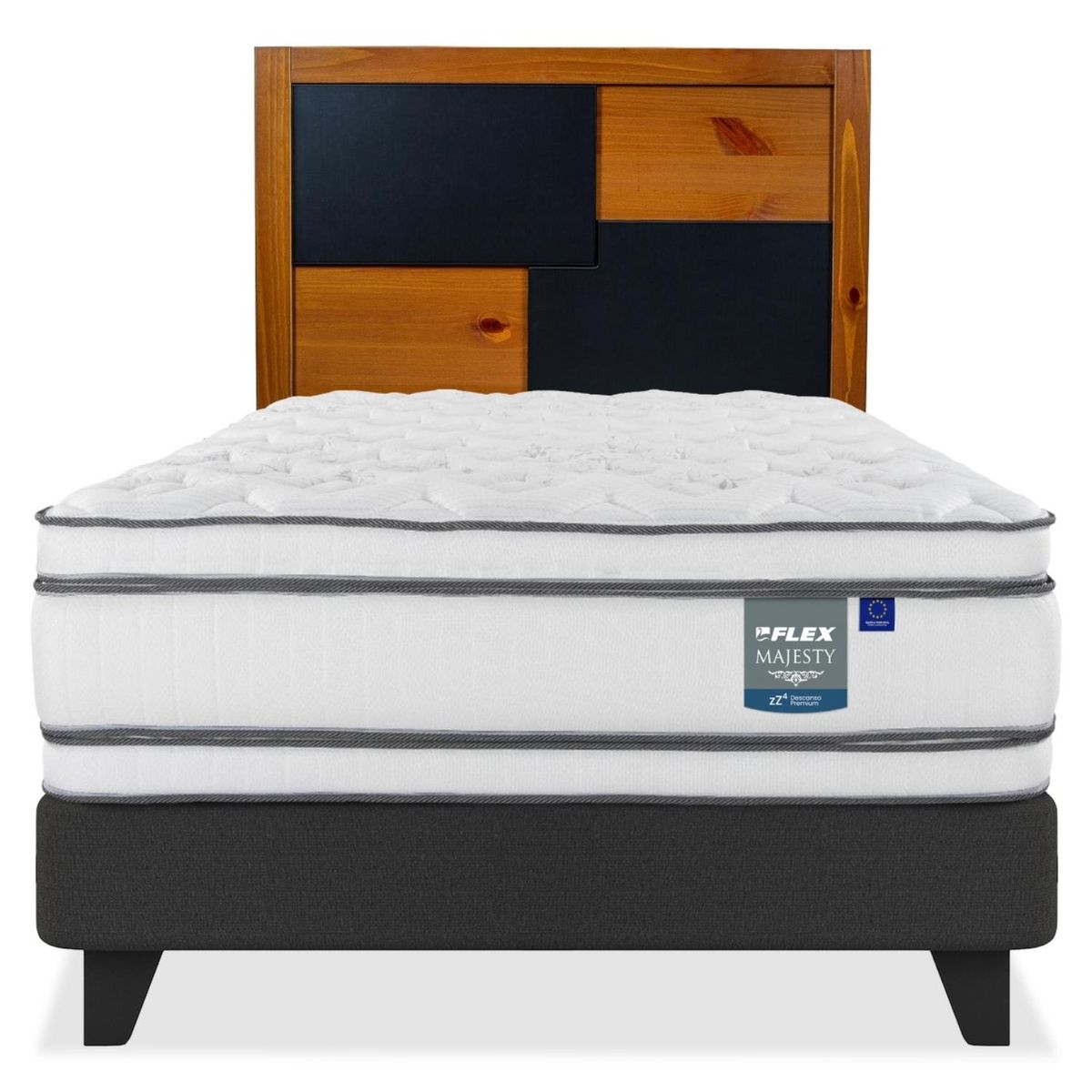 FLEX - Cama Europea Majesty 1,5 Plazas Respaldo Colonia Flex