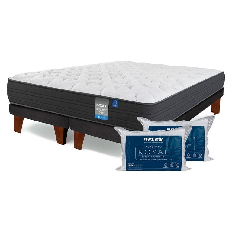 FLEX Cama Europea Europedic 2 Plazas Bx Almohada Royal