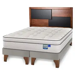 FLEX - Cama Europea Natural Pocket 2 Plazas x 2.00mt Base Dividida + Respaldo