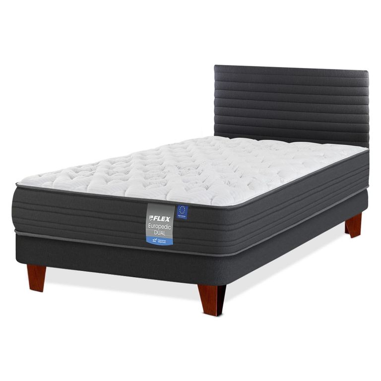 Cama Europea Europedic Dual 1.5 Plazas x 2.00mt + Respaldo