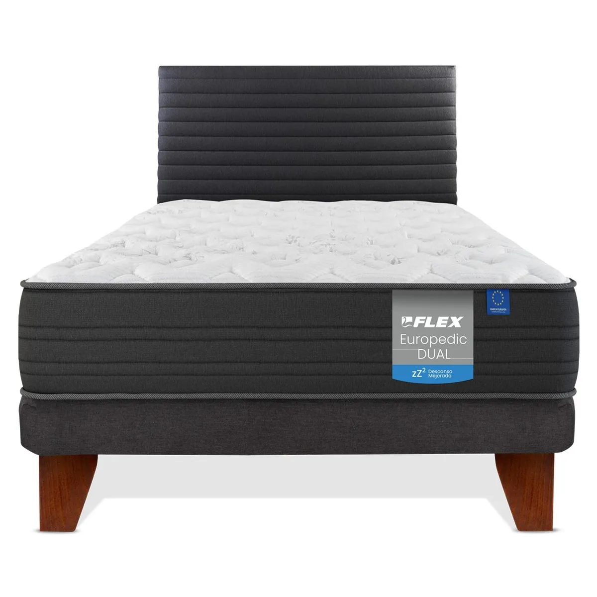 FLEX - Cama Europea Europedic 1.5 Plazas + Respaldo Mod Flex