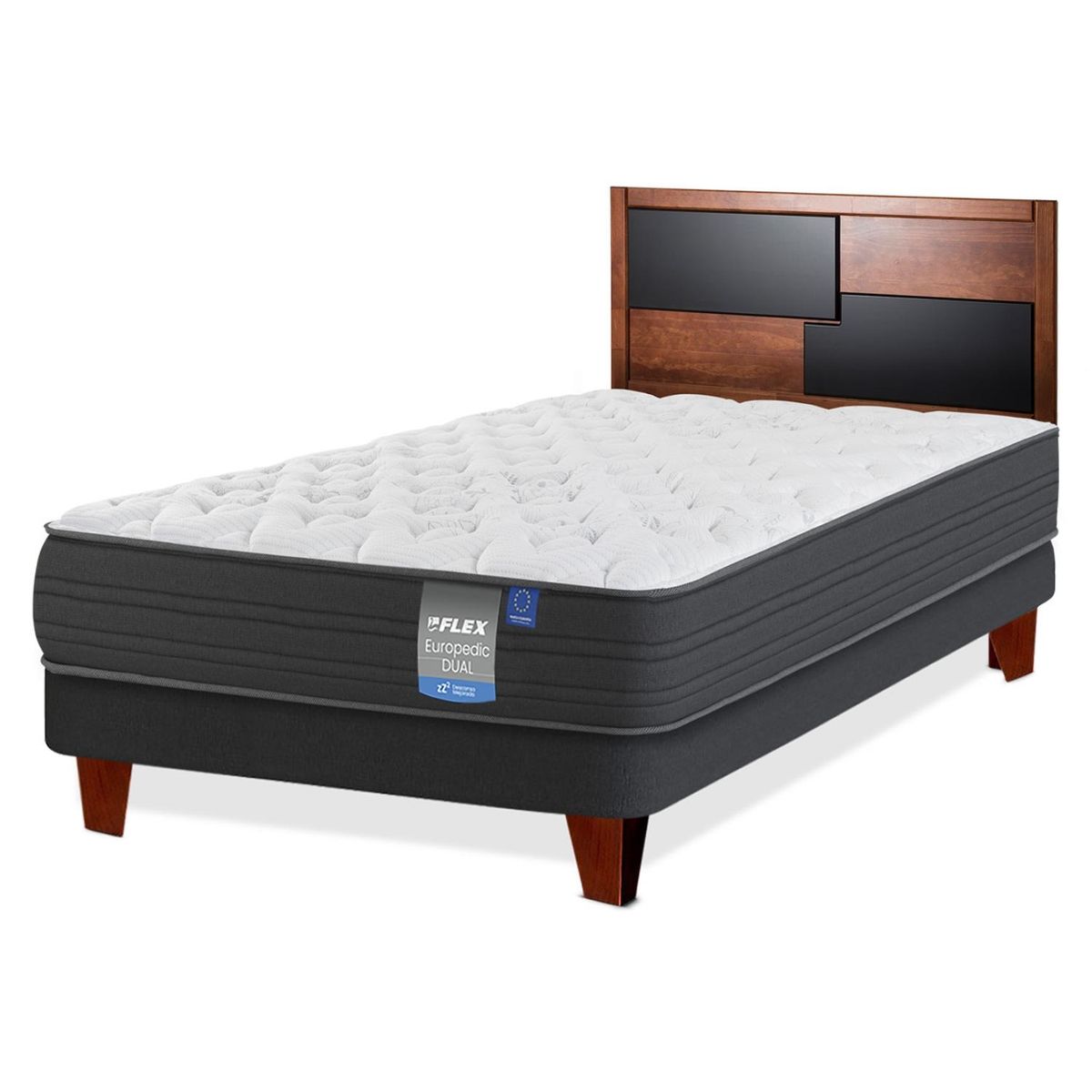 FLEX - Cama Europea Europedic 1.5 Plazas + Respaldo Colonia Flex