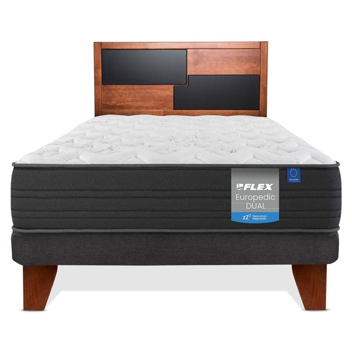 FLEX - Cama Europea Europedic 1.5 Plazas + Respaldo Colonia Flex