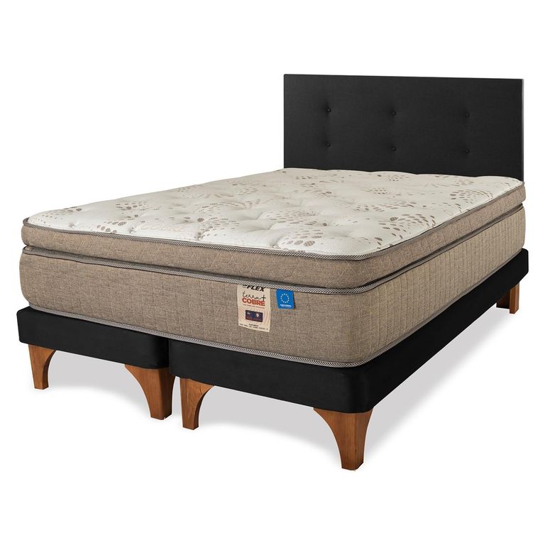 FLEX Cama Europea Terra Cobre 2 Plazas + Respaldo