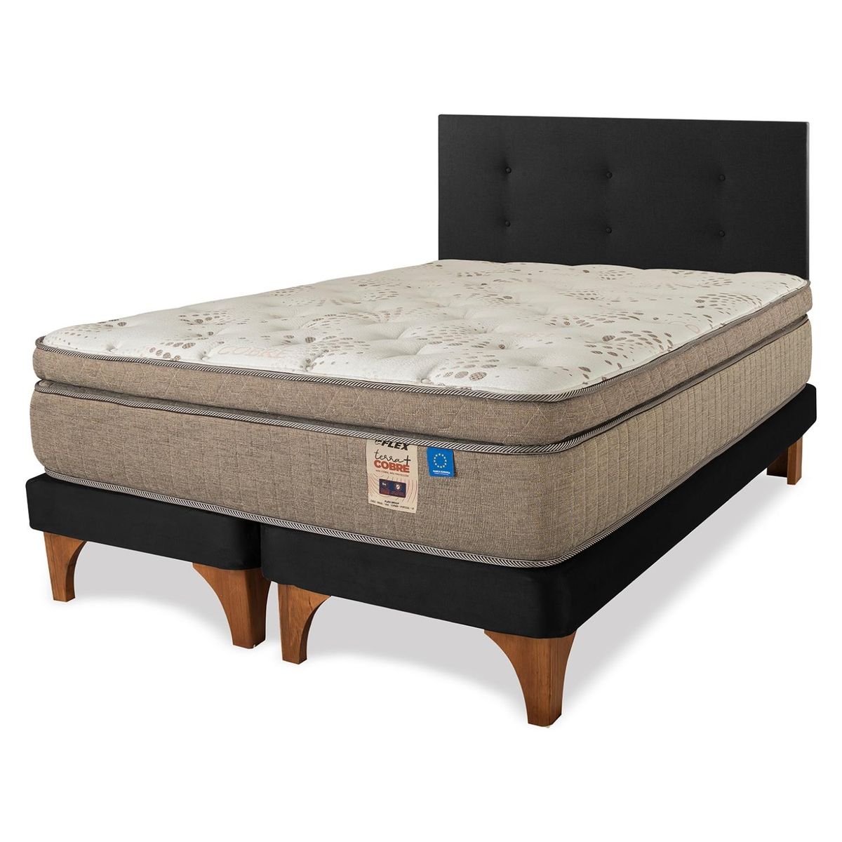 FLEX - Cama Europea Terra Cobre 2 Plazas + Respaldo Flex