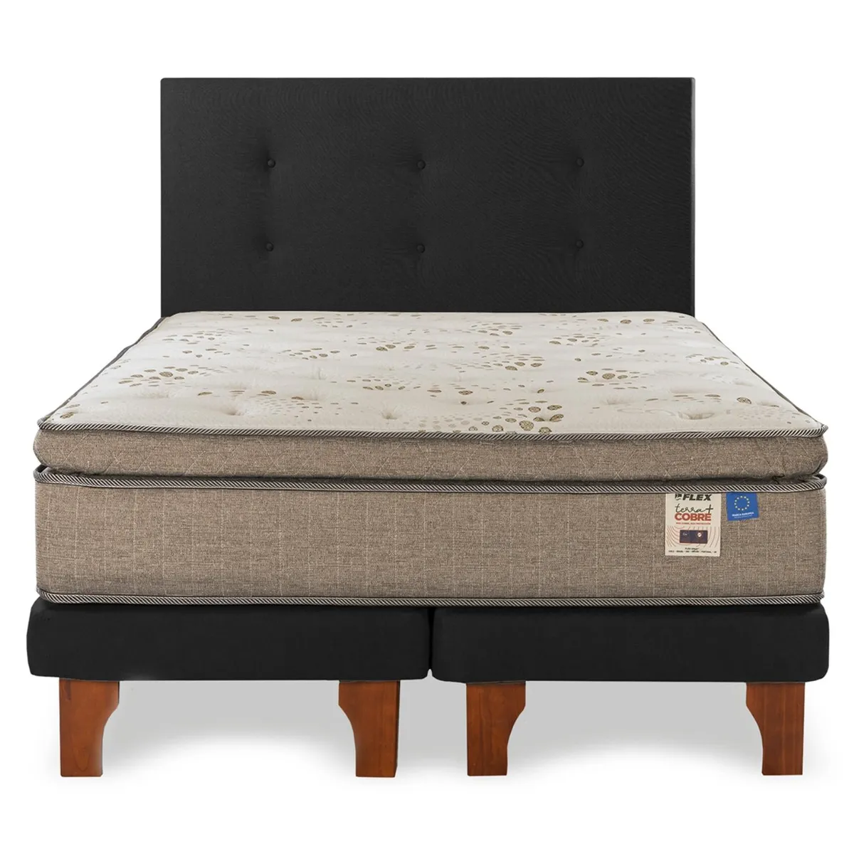 FLEX - Cama Europea Terra Cobre 2 Plazas + Respaldo Flex