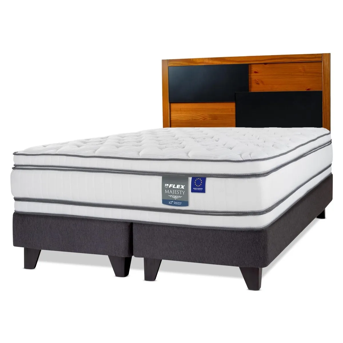 FLEX - Cama Europea Majesty 2 Plazas Respaldo Colonia Flex