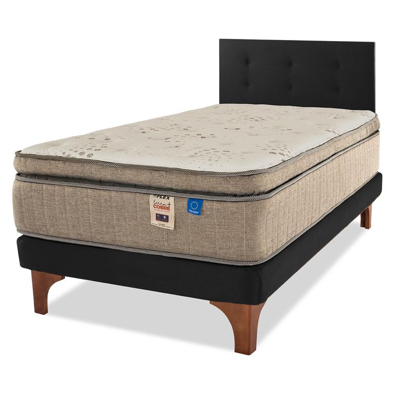 FLEX Cama Europea Terra Cobre 1.5 Plazas + Respaldo