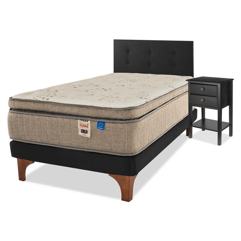 FLEX Cama Europea Terra Cobre 1,5 Plazas + Muebles Colonia