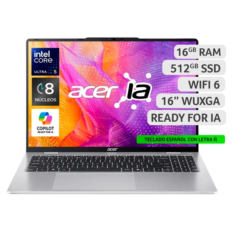 Notebook IA Aspire Lite AL16-53P-578Y-1 Intel Ultra 5 16GB RAM 512GB SSD 16" WUXGA