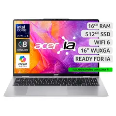 ACER - Notebook Aspire Lite AL16-53P-578Y-1 Intel Ultra 5 8 Núcleos 16GB RAM 512GB SSD 16" WUXGA
