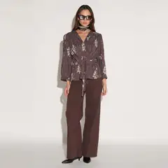 SINGOLARE - Pantalón Wide Leg Tiro Alto Mujer