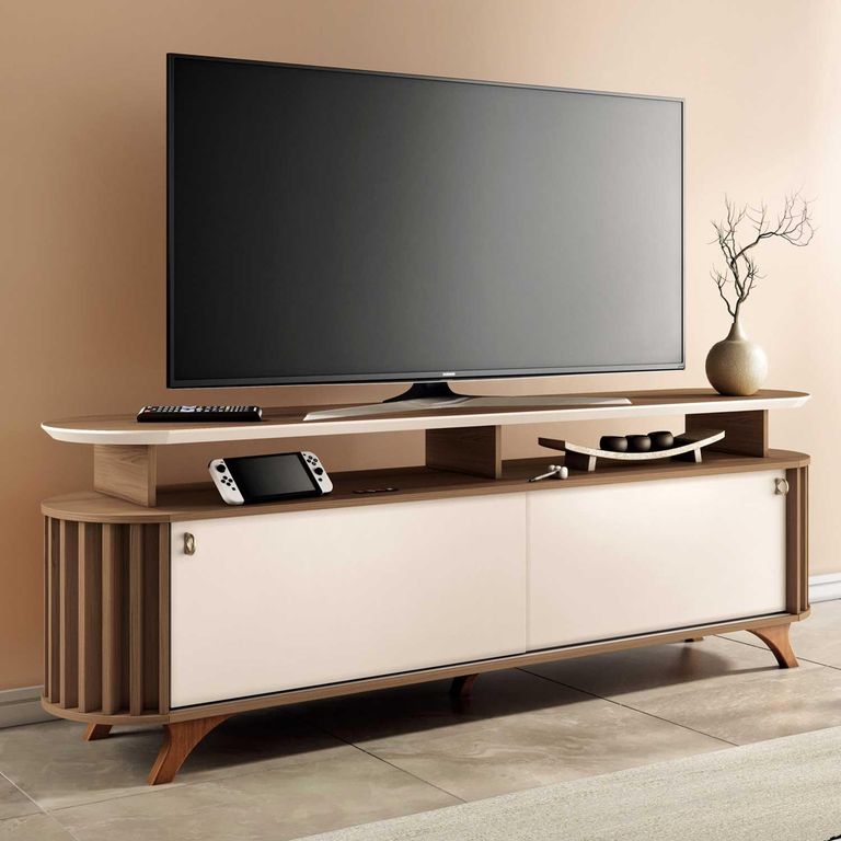 MICA Rack Siena 180 Tv 70" Castaño Off White