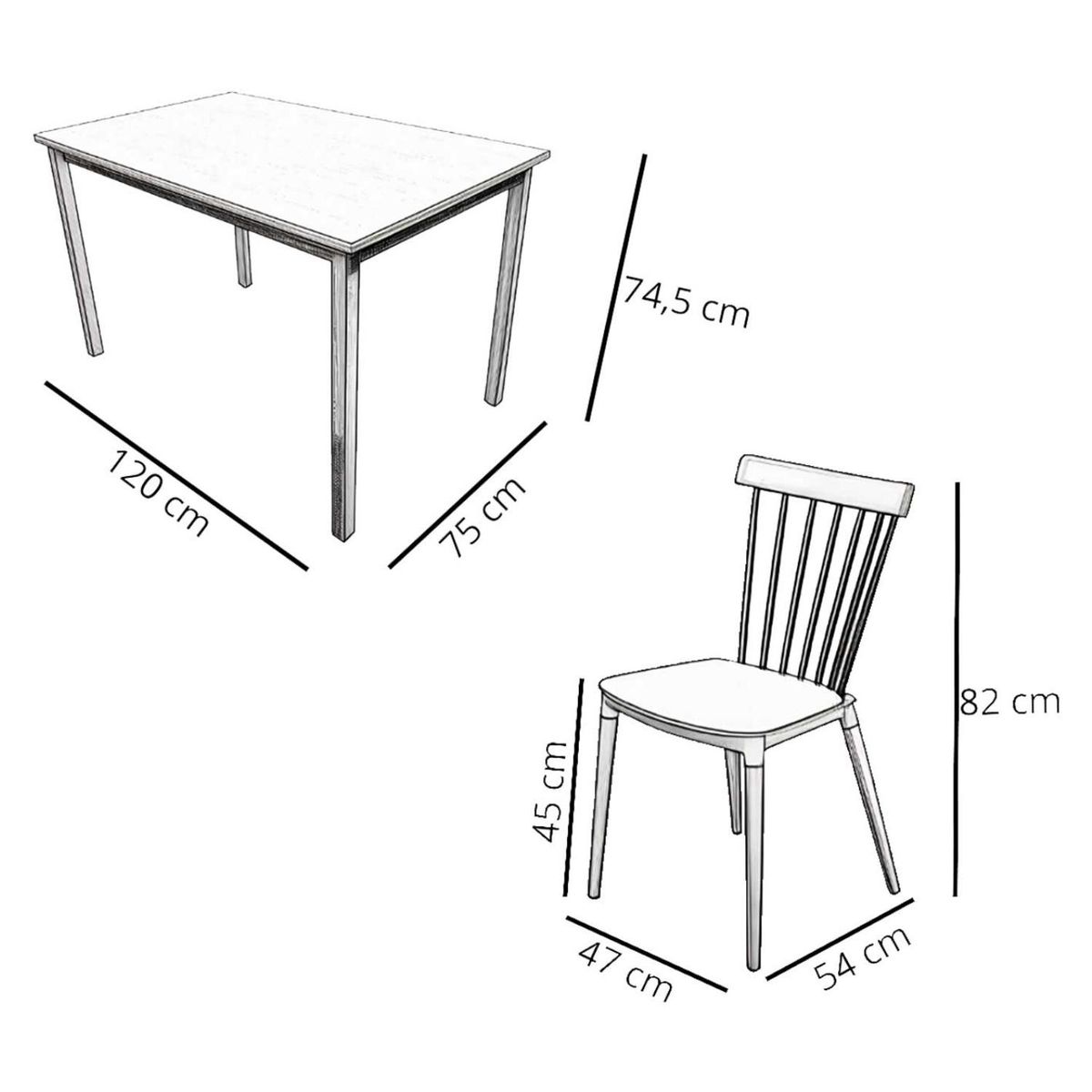 MICA - Juego Comedor New York 4 Sillas Blanco Winds Mica