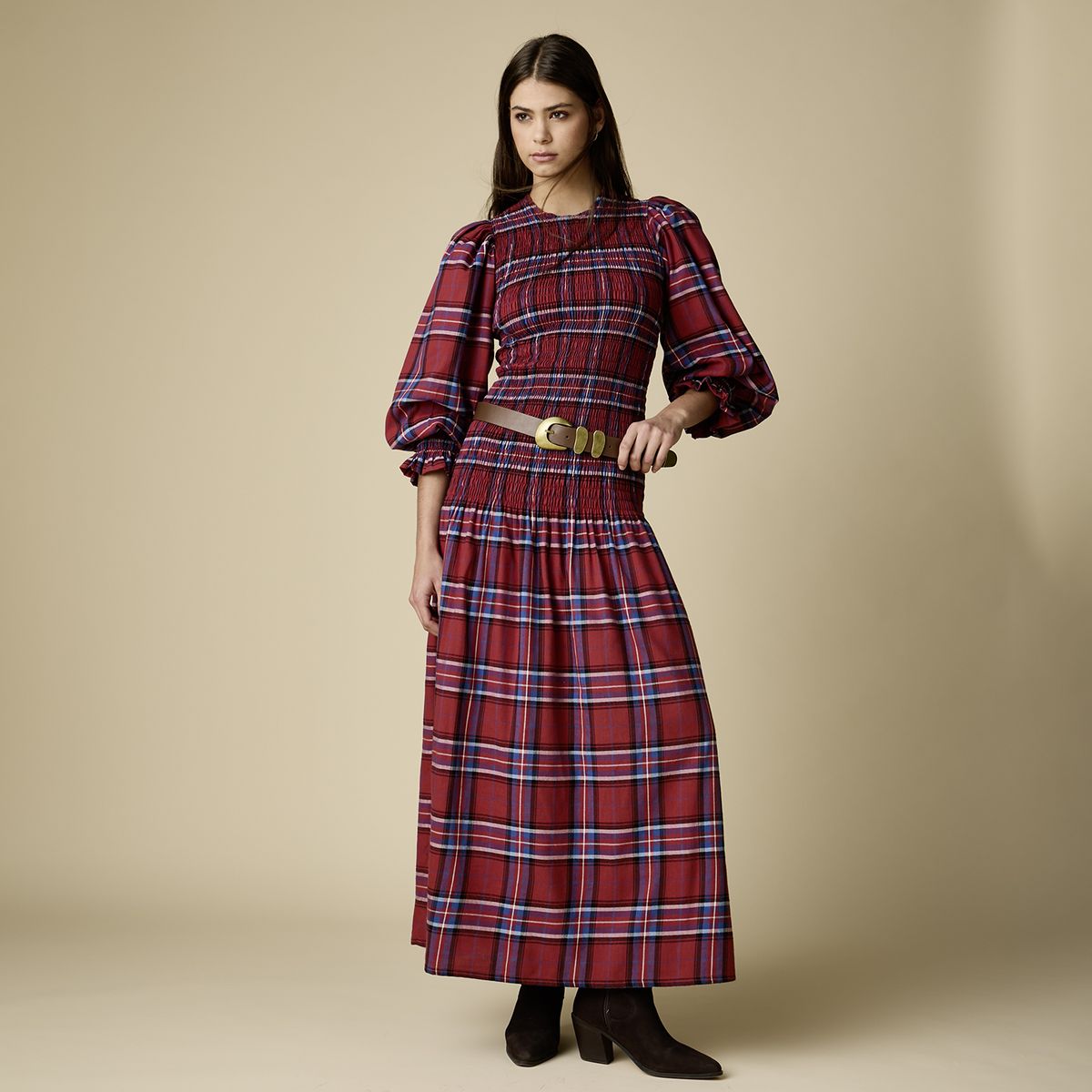 CAER EN GRACIA - Vestido Largo Panal Tartan Mujer Caer En Gracia