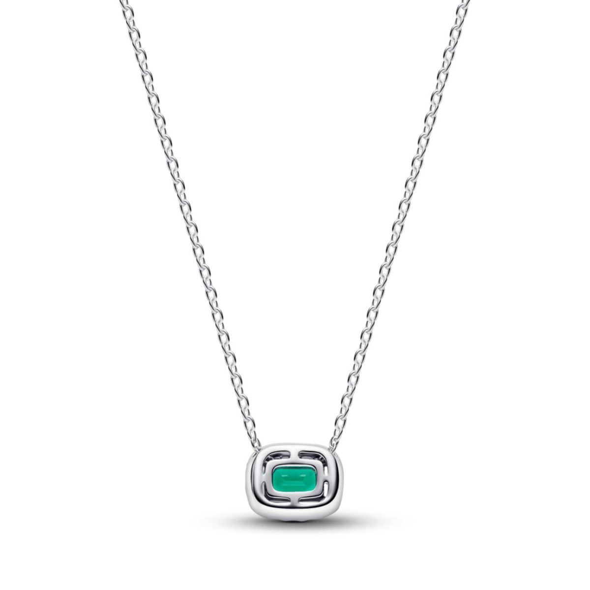 PANDORA - Collar con Pendiente Halo Verde Brillante Rectangular Mujer Pandora