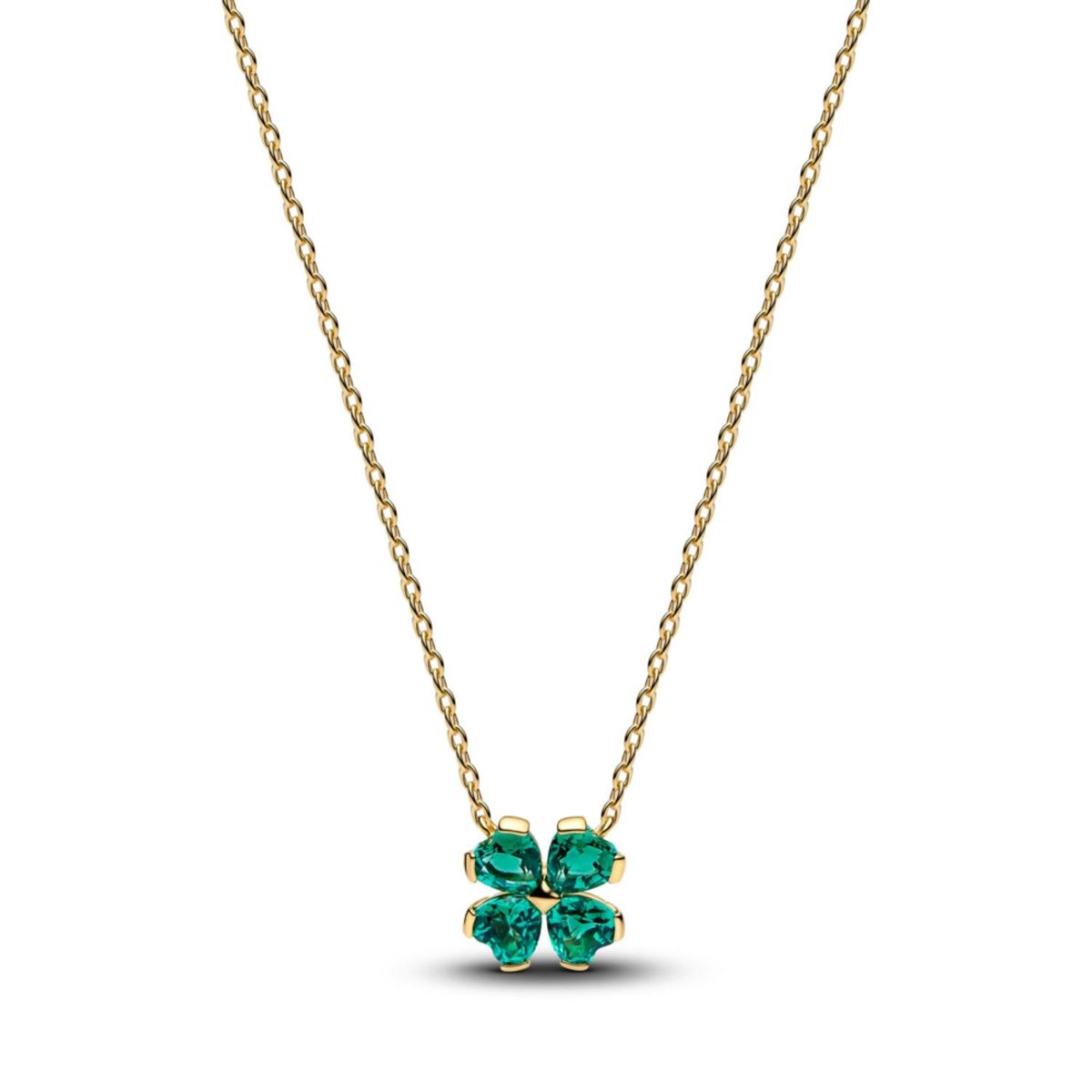 PANDORA - Collar con Colgante Trébol de la Suerte Verde Mujer Pandora