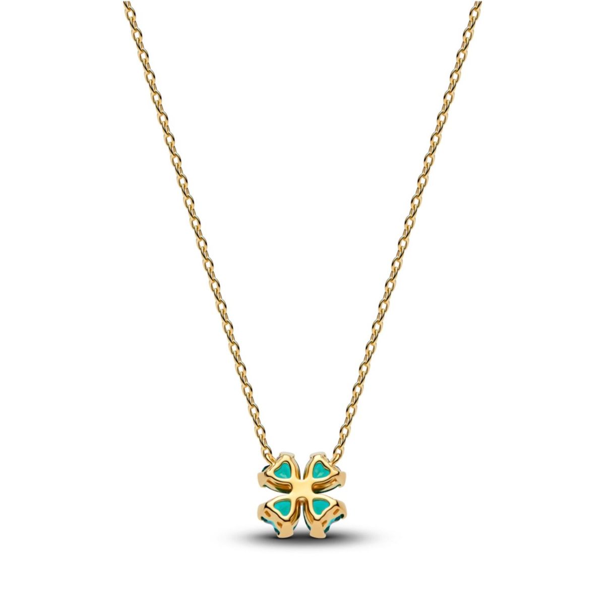 PANDORA - Collar con Colgante Trébol de la Suerte Verde Mujer Pandora