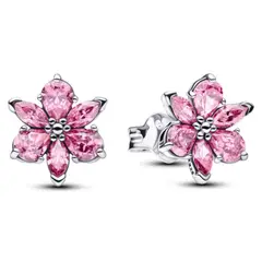 PANDORA - Aros de Botón Flor Rosada Herbario Reluciente Mujer