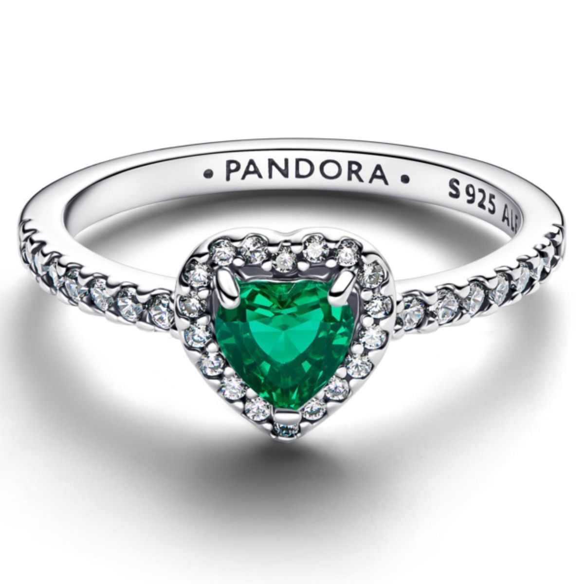 PANDORA - Anillo Corazón Elevado Verde Real Mujer Pandora