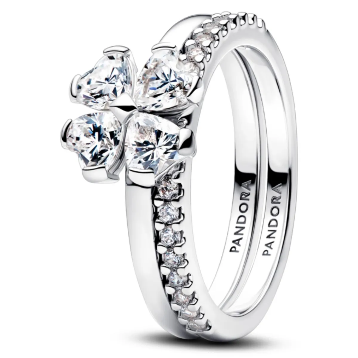 PANDORA - Anillo Divisible Trébol de la Suerte Brillante Mujer Pandora