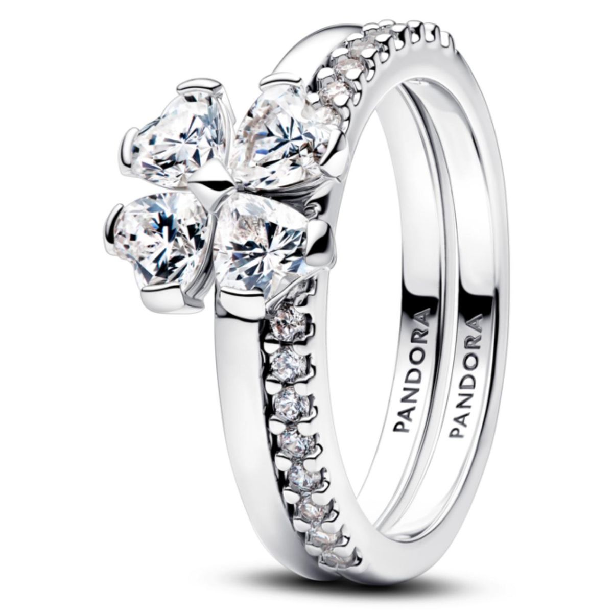 PANDORA - Anillo Divisible Trébol de la Suerte Brillante Mujer Pandora
