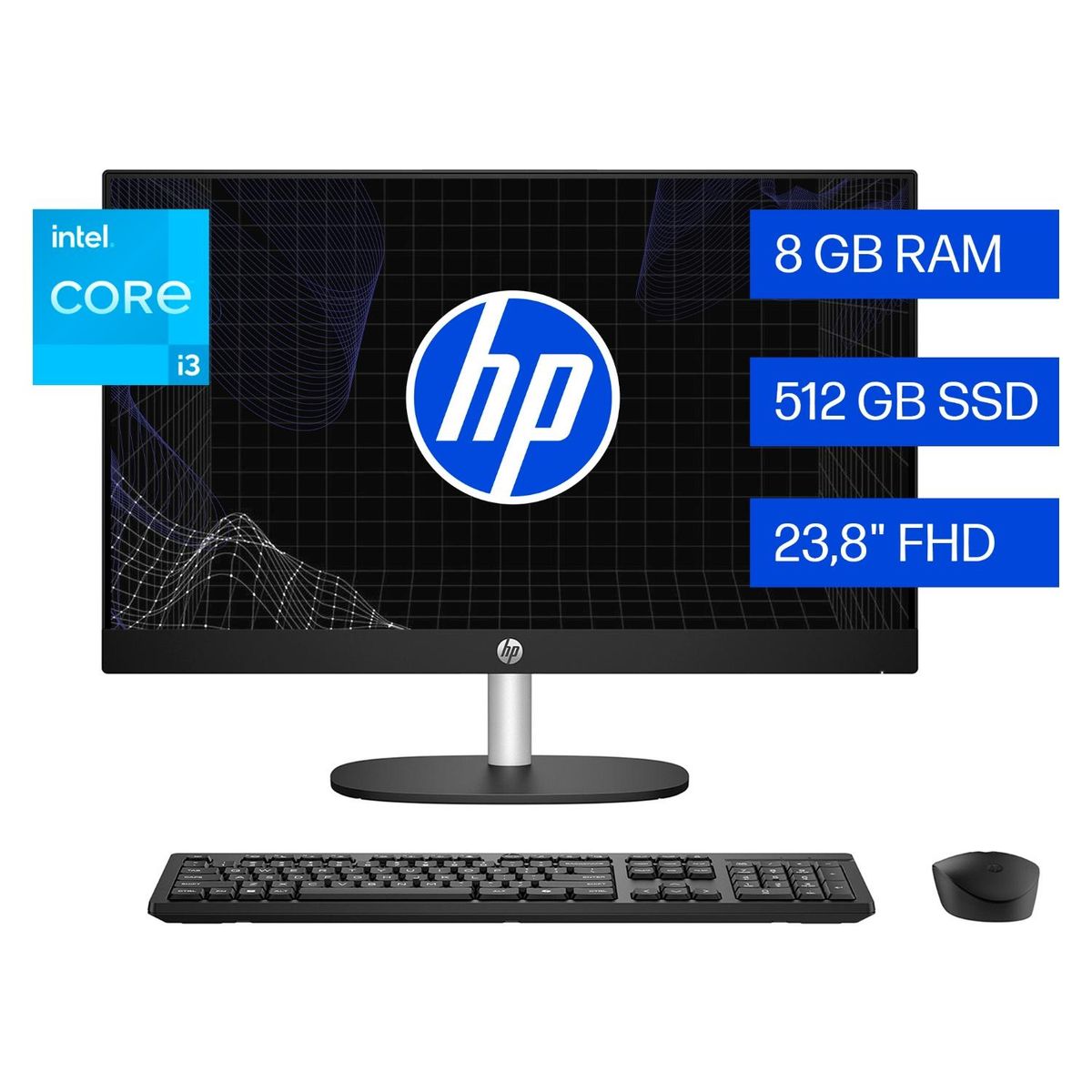 HP - Computador HP Todo en Uno 24-cr0336la Intel Core i3 8 GB RAM 512 GB SSD, 23.8" FHD, Windows 11 Home