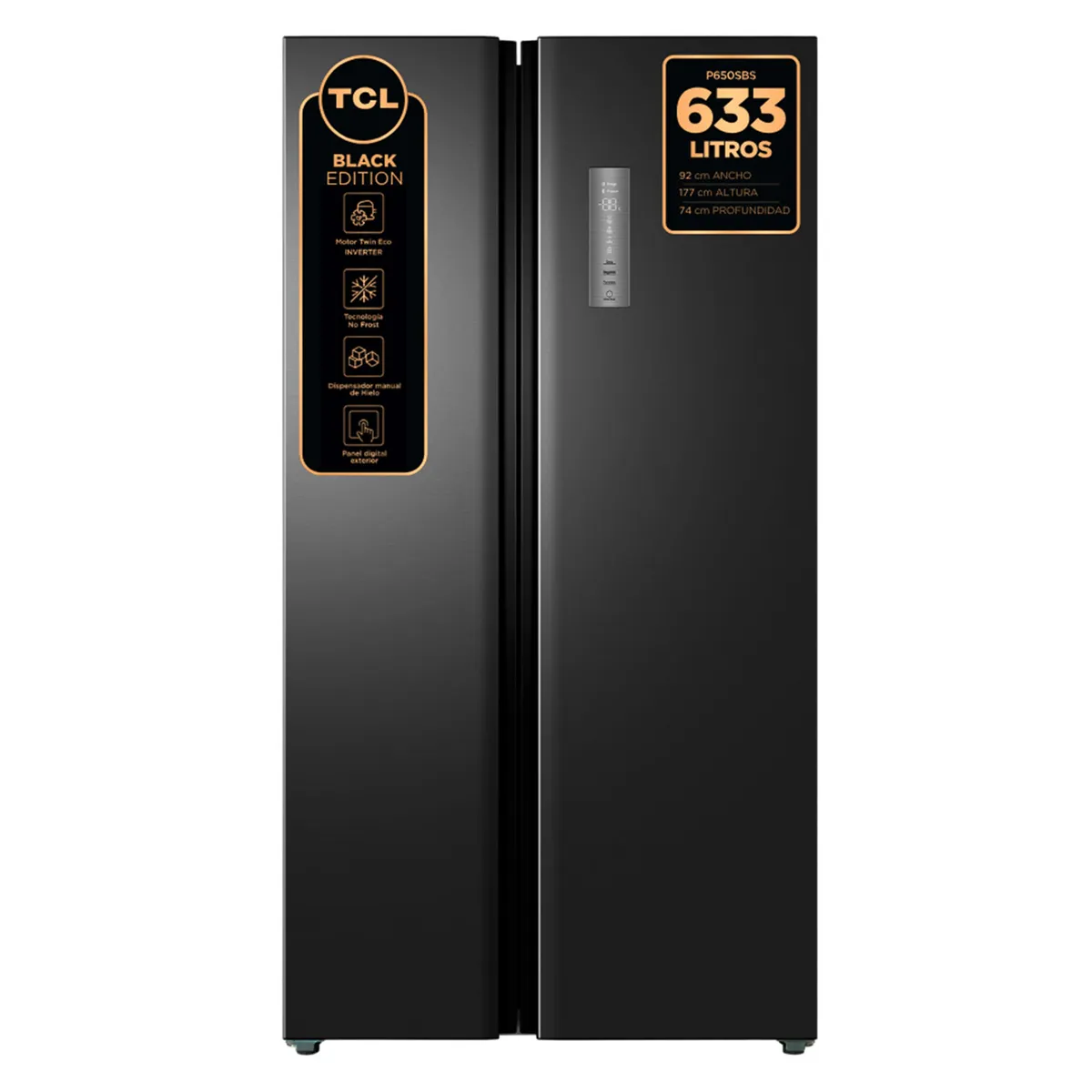 TCL - Refrigerador Side by Side No Frost 633 Litros con Dispensador Manual de Hielo P650SBS