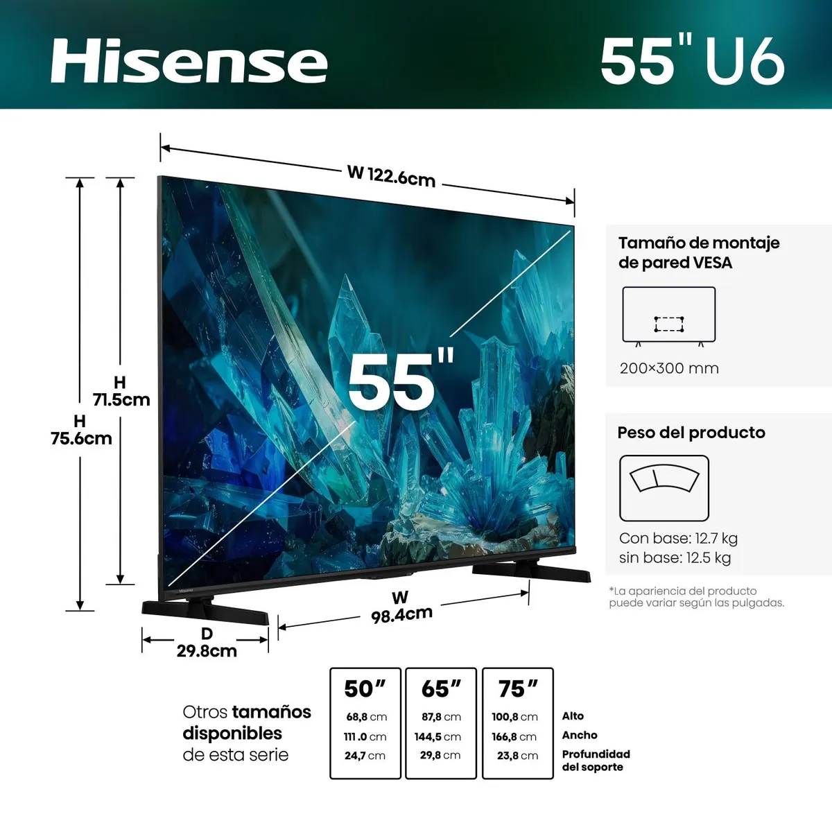 HISENSE - Smart Tv 55" QLED MINILED 4K UHD 55U6ESV Hisense