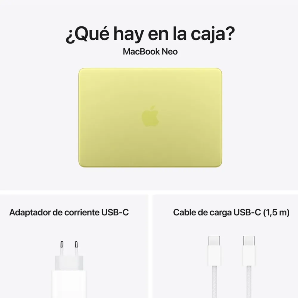 MacBook Neo 13" Touch ID (Chip A18 Pro (6n CPU, 5n GPU), 8GB RAM) - Amarillo Cítrico / 512GB, foto 10