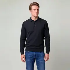 SAVILLE ROW - Polera Pique Manga Larga Lisa Hombre