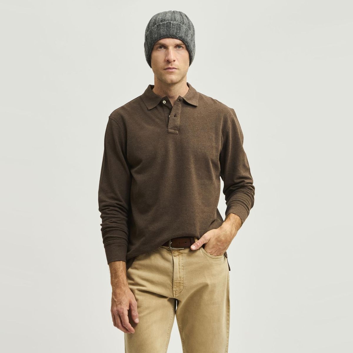 SAVILLE ROW - Polera Pique Manga Larga Lisa Hombre Saville Row