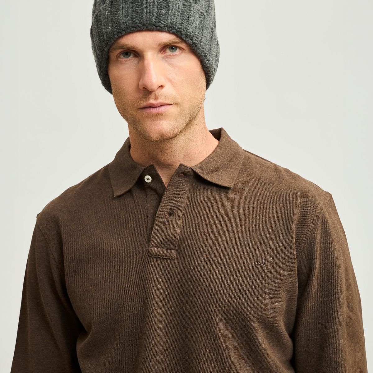 SAVILLE ROW - Polera Pique Manga Larga Lisa Hombre Saville Row