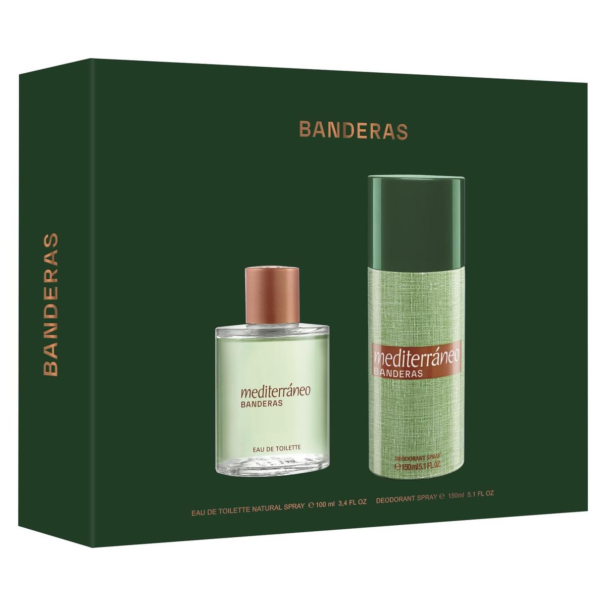ANTONIO BANDERAS - Perfume Hombre Estuche Mediterráneo Eau de Toilette 100 ml + 24h Desodorante Spray 150 ml