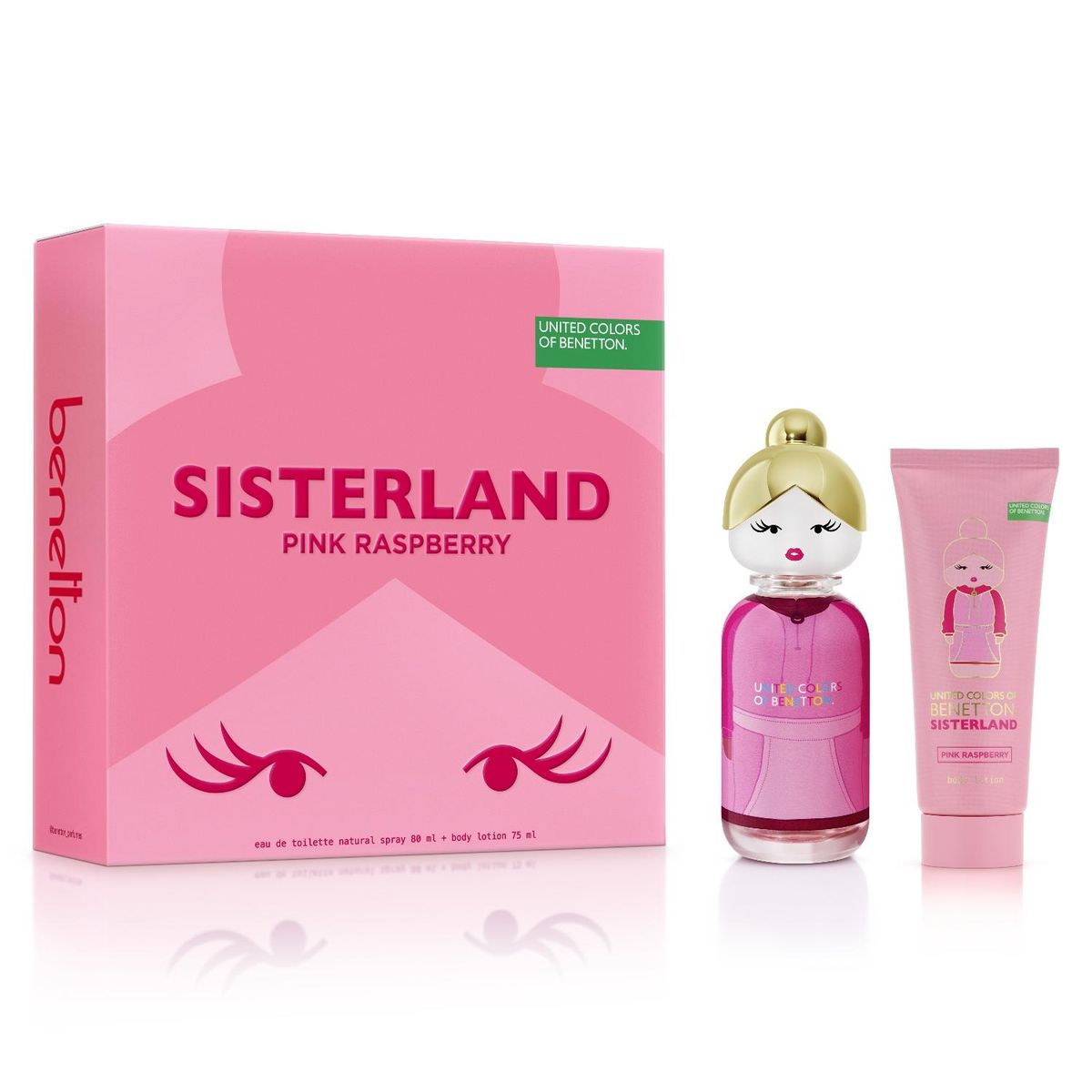 BENETTON - Perfume Mujer Estuche United Colors Sisterland Pink Raspberry Eau de Toilette 80 ml + Loción Corporal 75 ml