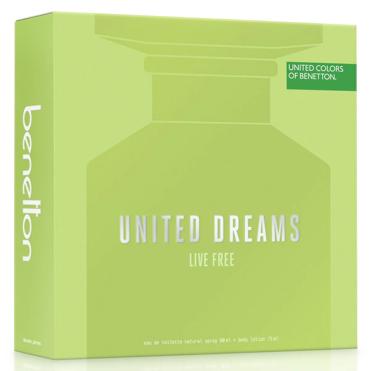 BENETTON - Perfume Mujer Estuche United Dreams Live Free Eau de Toilette For Her 80 ml + Loción Corporal For Her 75 ml