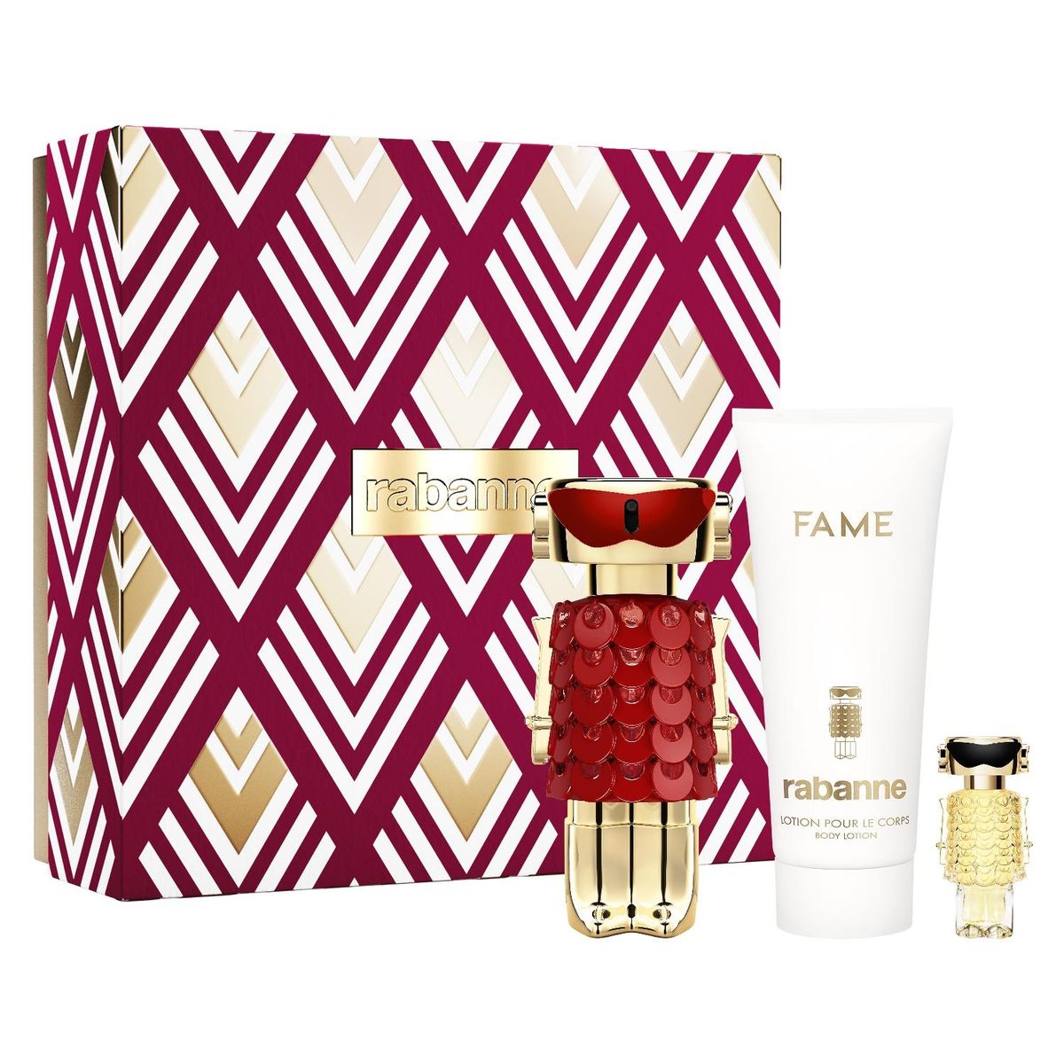 RABANNE - Perfume Mujer Estuche Fame In Love Parfum Elixir Recargable 80 ml + 4 ml + Perfumed Loción Corporal 100 ml